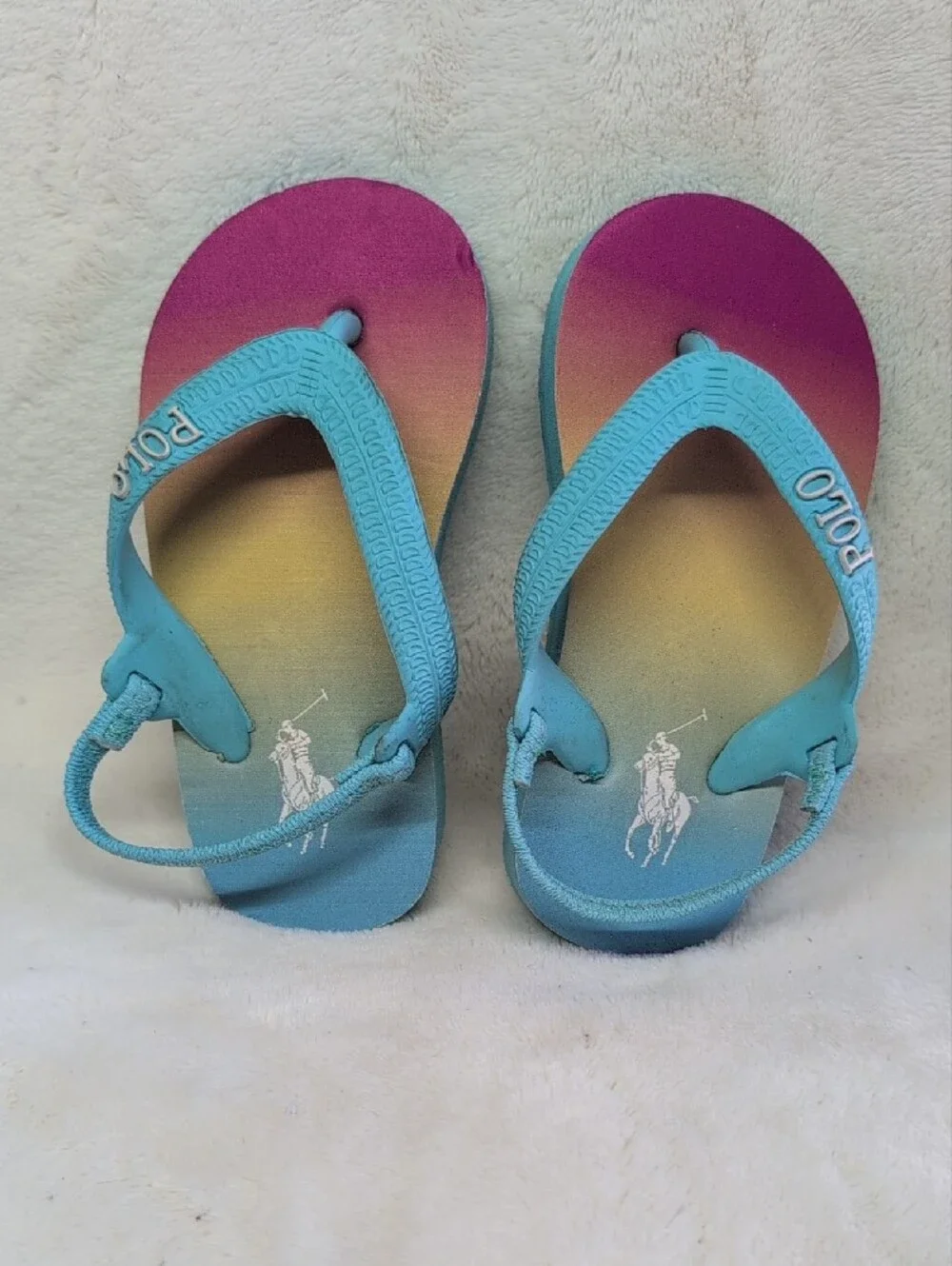 Polo by Ralph Lauren Kids Aqua Strap Gradient Pink-Blue Flip-Flops